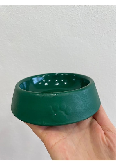 Pati Desen Model Beton Kedi Köpek Mama Ve Su Kabı 13 Cm Çap X 4 Cm - Yeşil