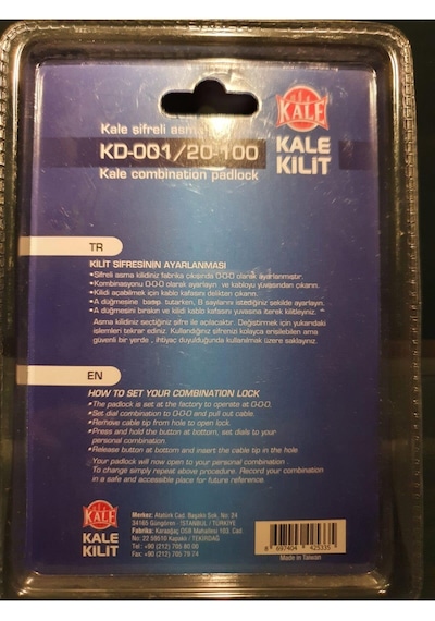 Kale Kilit Kale Şifreli Asma Kilit 3 Basamaklı Şifreleme