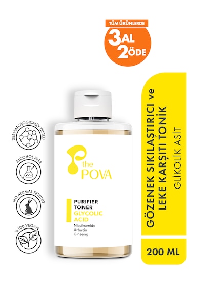 The Pova Glikolik Asit İçerikli Gözenek Sıkılaştırıcı ve Leke Karşıtı Tonik 200 ML