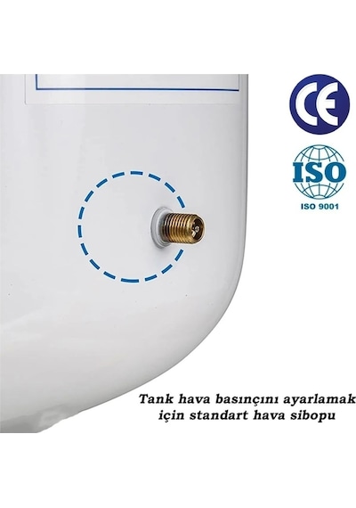 Sumarkt Su Arıtma Cihazı Metal Genleşme Su Tankı 8 Lt Nsf Belgeli Su Arıtma Deposu Tank Vanası Hediyeli