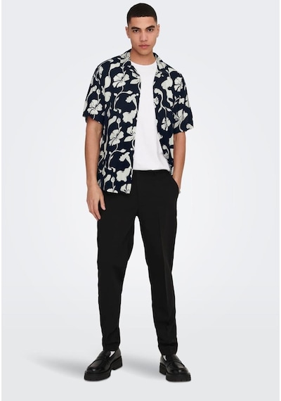 Only & Sons Onsdash Lıfe Ss Resort Aop Shırt Noos Lacivert 001