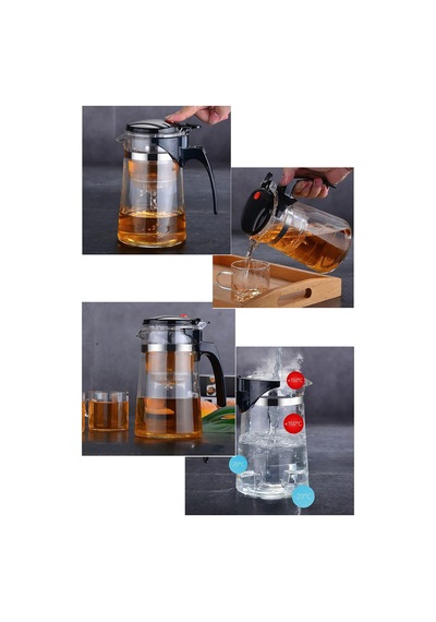 Sihirli Borosilikat Cam Demlik 900 Ml Isıya Dayanıklı & Tek Tuşla Demleme Şeffaf