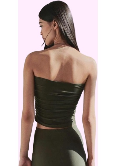 Ersefa Kadın Örme Maxi Etek Renk Sandy Dokuma Aksesuar Detaylı Bodycone Haki