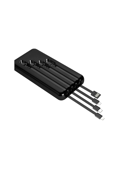10.000 Mah Plus Dijital Göstergeli Dahili Çoklu Kablolu Powerbank,siyah,taşınabilir Şarj Cihazı Lcd Siyah