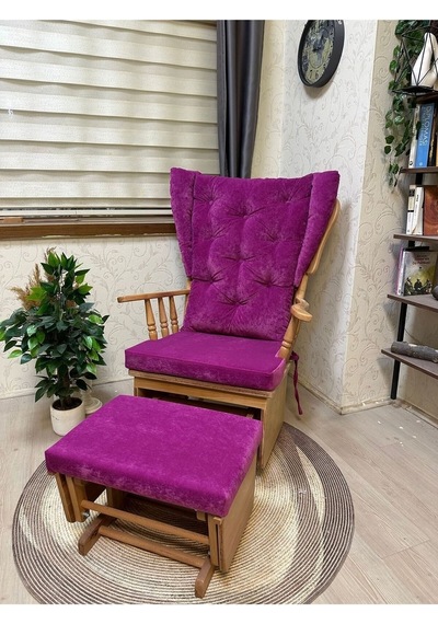 Asedia Mama Puflu Naturel Fuşya Minderli Sallanan Emzirme Koltuğu