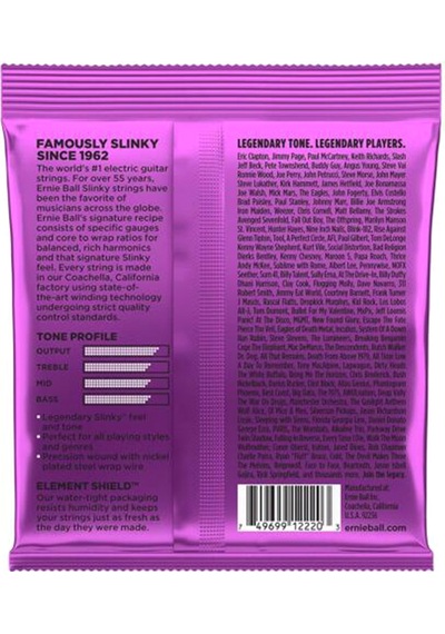 Vkemall 3 Set Ernie Ball 2220 Power Slinky Nikel Sarılı Elektrik Gitar Telleri 11-48 Çok Renkli