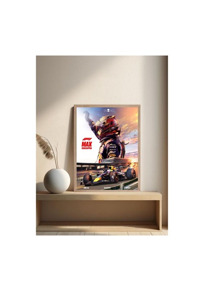 F1 Max Verstappen Ahşap Çerçeveli Tek Parça Genç Odası Tablo Çok Renkli - 817662353 Çok Renkli