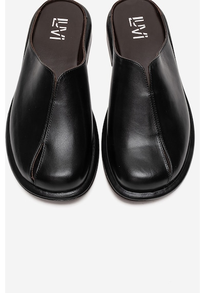 Luvishoes Tansy Siyah Cilt Hakiki Deri Önü Kapalı Kadın Terlik