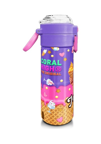 Coral High Kids Pembe Turkuaz K-pop Desenli Pipetli Ve Direkt İçim Çelik Termos 500 Ml 31989 Pembe - Mavi