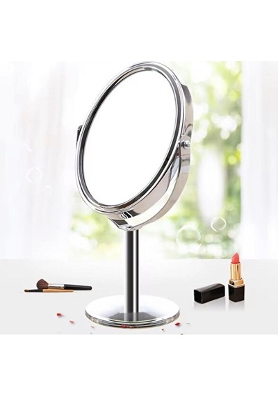 Sonx Oval Masaüstü Ayaklı 360 Dönebilen Çift Taraflı Büyüteçli Krom Ayna 18x10cm Renkli