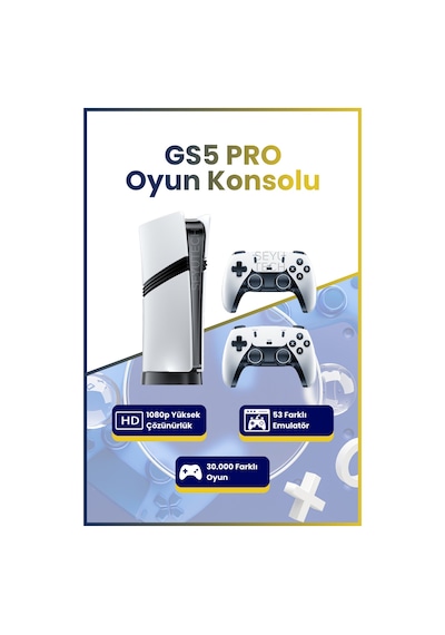 Gs5 Pro Kablsosuz Çift Kol Oyun Konsolu Uyumlu 4k-hdmı 53 Emulatör 30000 Oyunlu 2.4g Gaming i