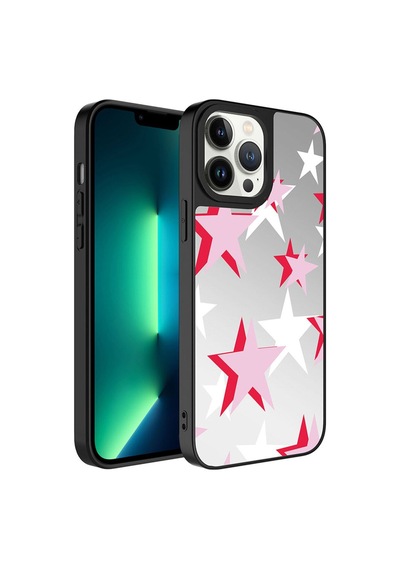 Apple Uyumlu iPhone 13 Pro Max Kılıf Aynalı Desenli Kamera Korumalı Parlak Zore Mirror Kapak Yıldız