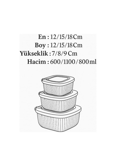 Kare 3 Parça Vakumlu Sızdırmaz Hava Almaz Saklama Kabı Seti Mavi 1800/1100/600 Ml Diğer