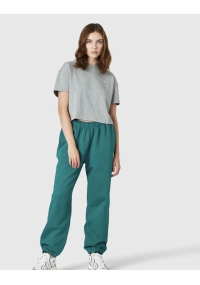 Nike Solo Swoosh Fleece Pant Pamuklu Bol Kesim Yüksek Bel Kadın Eşofman Altı Yeşil Yeşil
