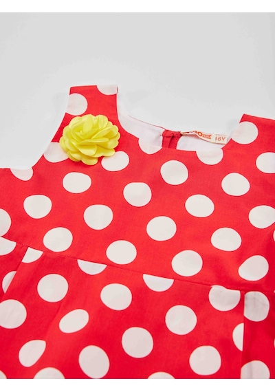 Denokids Kırmızı Beyaz Puanlı Kız Çocuk Balon Tulum