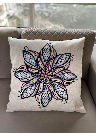 Mandala Desenli Dekoratif Minder Kılıfı 60*60 Cm