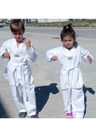 Nabız Taekwondo Nabız Tekvando Tekvando Acemi Elbise Kıyafeti Dobok Beyaz Yaka Beyaz