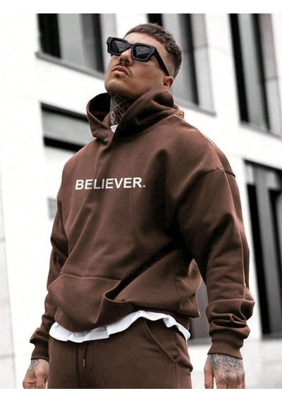 Altamira Erkek Believer Baskılı Oversize Kapşonlu Sweatshirt 001