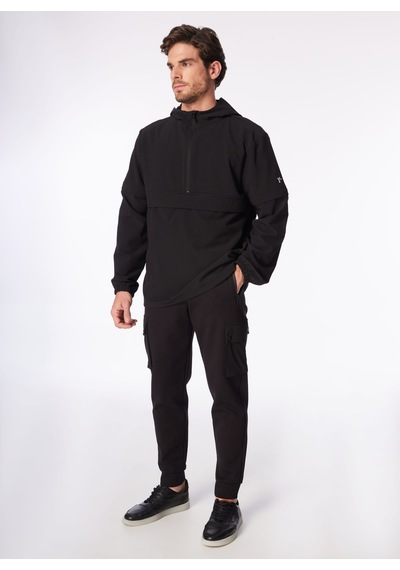 Fabrika Siyah Erkek Kapüşonlu Basic Su İtici - Bi Strech Sweatshirt F4sm-swt 0264