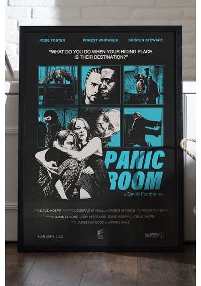 Panic Room Siyah Ahşap Çerçeveli Poster, Dekoratif Film Duvar Tablosu
