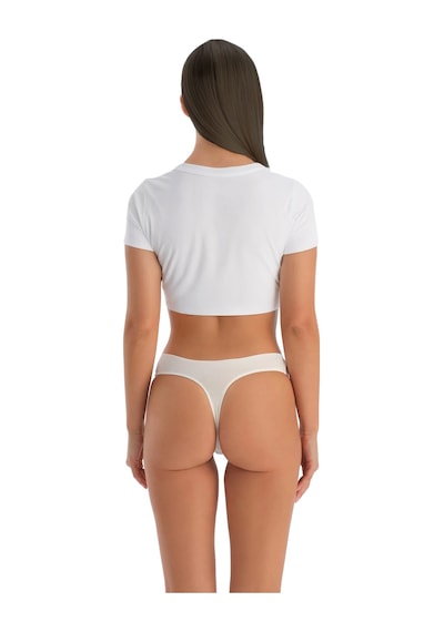 Kadın Pamuklu Basic Tanga Külot, 2'li Paket, Beyaz-siyah Beyaz - Siyah