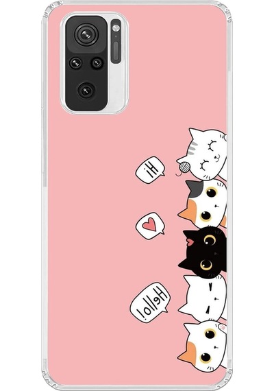 Xiaomi Redmi Note 10 Uyumlu Şeffaf Kılıf Kedişler 2 Tasarımlı