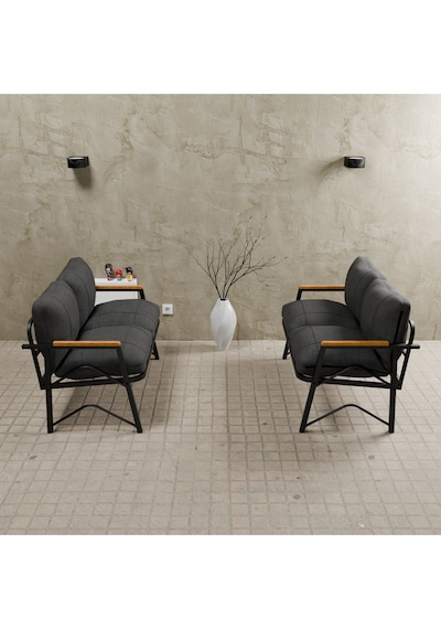 Mb Garden Furnıture Simetri Model, Balkon, Mutfak, Bahçe, Cafe,metal Koltuk Takımı, Bahçe Takımı , Çay Seti, 2+2 Takım Antrasit