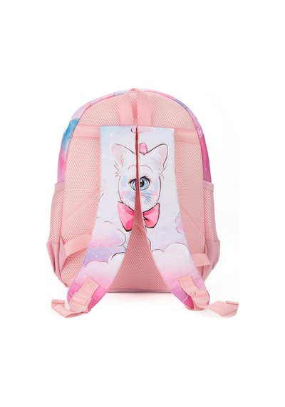Me Team Kedi Baskılı Dört Bölmeli Kız Çocuk Okul Çantası Pembe