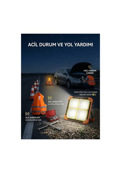 250w Solar Led Projektör 6500k-4000k-3000k