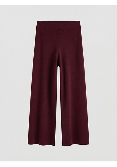 Lcw Modest Bordo Beli Lastikli Geniş Paça Kadın Triko Pantolon
