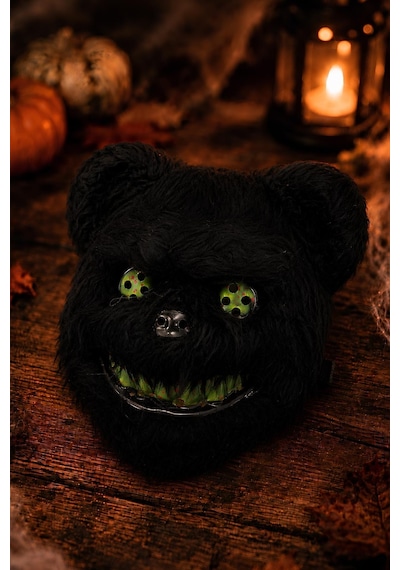 Siyah Tüylü Korku Ayı Maskesi Halloween Cadılar Bayramı Tam Yüz Kostüm Maskesi Tüm Yaşlar