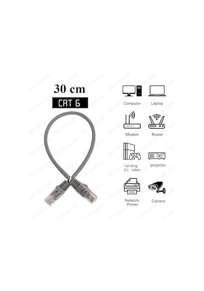 30cm Kısa Cat6 Fabrikasyon Ethernet LAN Ağ Network Patch Kablo