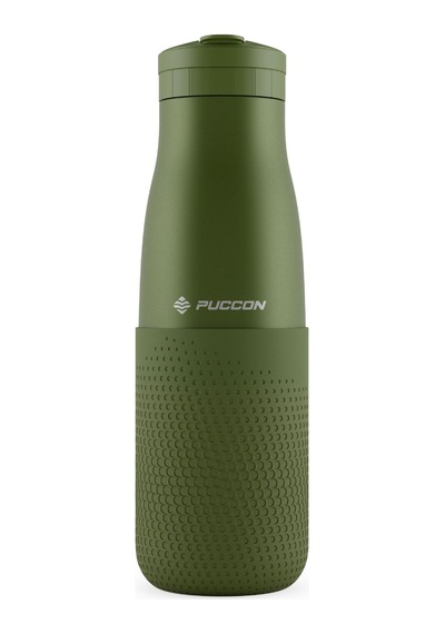 Puccon Haki 500 Ml Çelik Okul Matarası - Silikon Gövdeli Nokta Çelik Termos - 50027 Koyu Yeşil