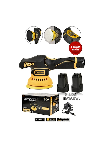 Assur 12V Orbital 6 Kademeli Pasta Cila Kaporta Parlatma Şarjlı Polisaj Makinesi