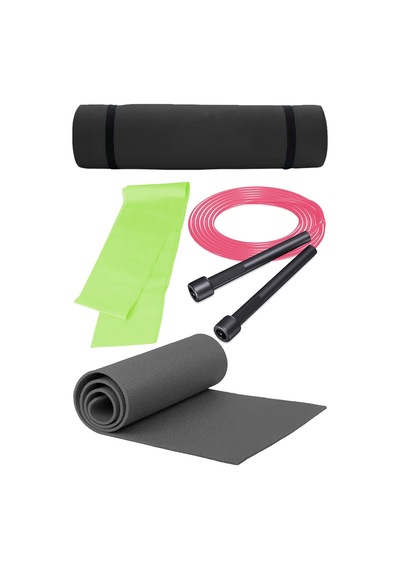 Fırsat Pilates Seti 6mm Pilates Minderi Atlama Ipi Lateks 120 Cm Pilates Bandı 00123, One Size Beyaz - Pembe