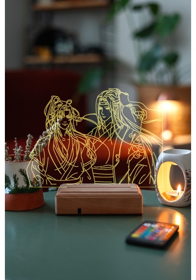 Lan Wangji And Wei Wuxian 16 Renk Kumandalı 3d Gece Lambası