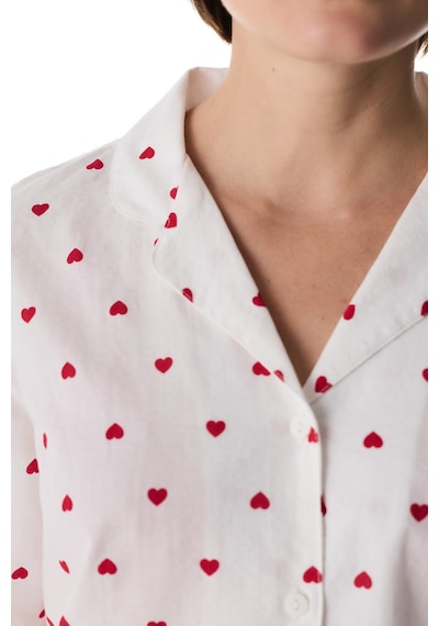 Penti Kırık Beyaz Red Hearts Gömlek Pantolon Pijama Takımı