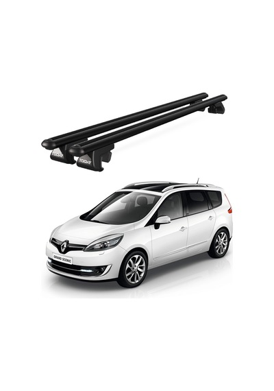 Venüs Renault Scenic 7 Posti 2013-2016 Uyumlu Siyah Ara Atkı Port Bagaj Tavan Barı