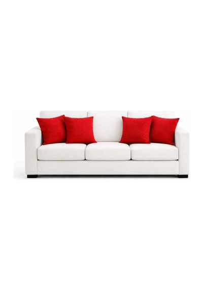 Kadife Dokulu Kırmızı Kırlent Yastık Kılıfı 2 Adet 45 X 45 Cm
