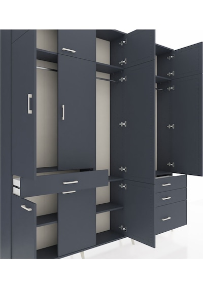 Arges Dolap 8 Raflı 4 Çekmeceli 3 Askılı 220x30x243 Antrasit-antrasit/antrasit Antrasıt/antrasıt Arges Dolap 8 Raflı 4 Çekmeceli 3 Askılı 220x30x243 Antrasit-antrasit/antrasit Antrasıt/antrasıt