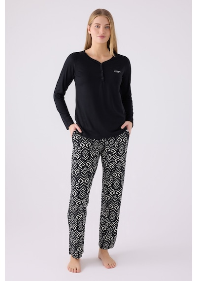 Pierre Cardin Kadın Siyah Pijama Takımı Pc8871-s-v1 Siyah