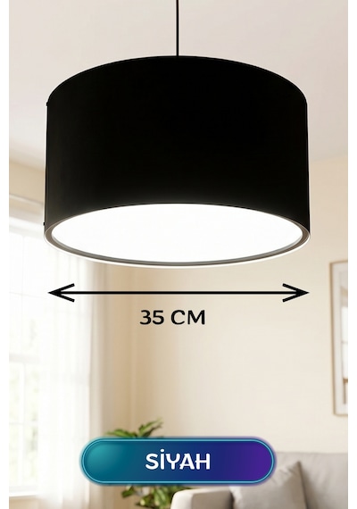 Siyah Kumaş Başlıklı Sarkıt Avize 35 Cm Diğer
