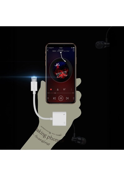 Lenyes Ax92 Lightning To Lightning 2in1 Şarj Ve Kulaklık Dönüştürücü Adaptör Beyaz Beyaz