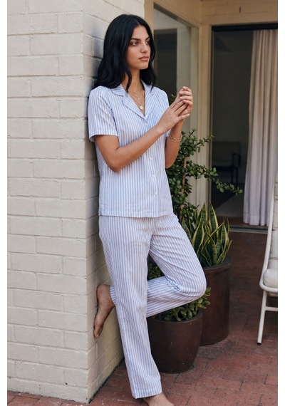 Viskon Karışım Homewear Mavi Pijama Takımı