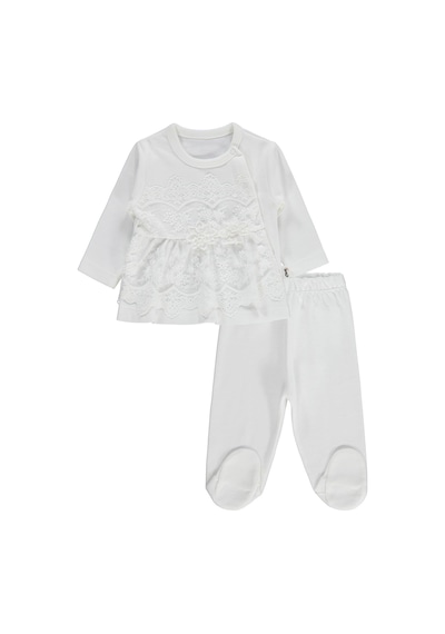 Civil Baby Fırfır Tüllü 1-9 Ay Pijama Takımı - Ekru