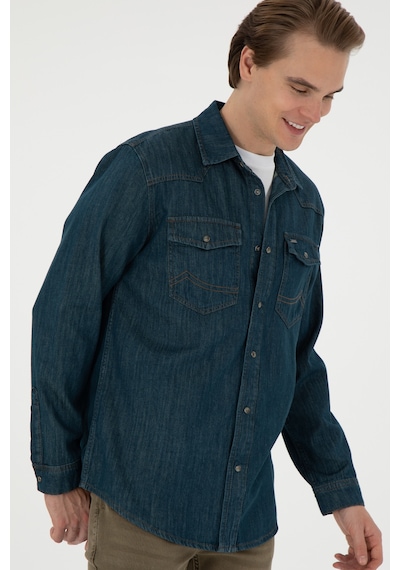 U.S. Polo Assn. Erkek Mavi Jean Gömlek 50289470-DN0030 U.S. Polo Assn. Erkek Mavi Jean Gömlek 50289470-DN0030