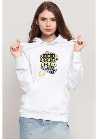 Sherlock Bored Beyaz Kadın 3ip Kapşonlu Sweatshirt Beyaz