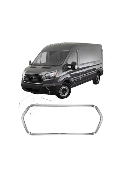Ford Transit Uyumlu 2019 Ve Üzeri Krom Ön Panjur Çerçevesi 4 Parça Paslanmaz Çelik