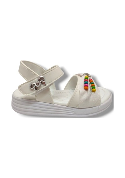 Butiqe 1809-25 Boncuk Taşli Anatomik Kız Çocuk Sandalet 31-35 Krem