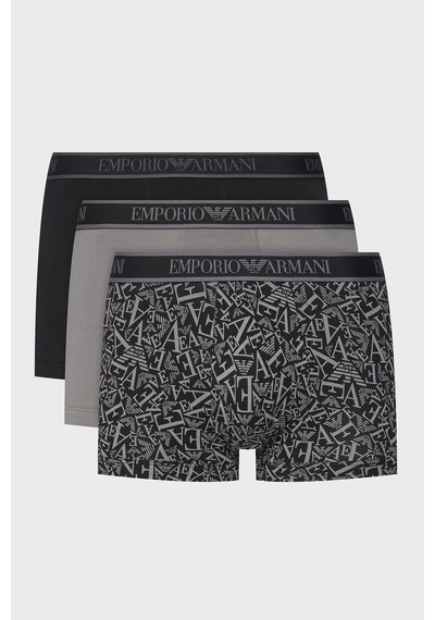 Emporio Armani Logolu Streç Pamuklu 3 Pack Boxer Erkek Boxer Em000370 Af10779 Mc198 Lacivert